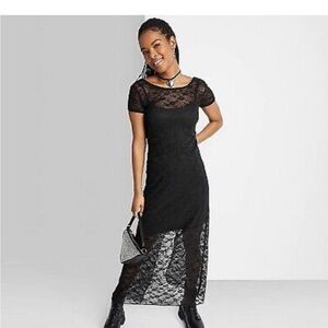 Long black lace dress